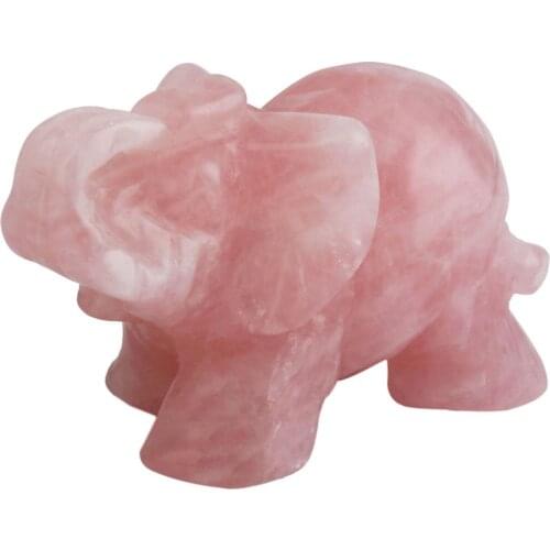 Elephant Pink Crystal Artware Decoration Animal Pocket Stone Statue Figurine Auspicious Crystal Jade Ornament Handicraft #BO
