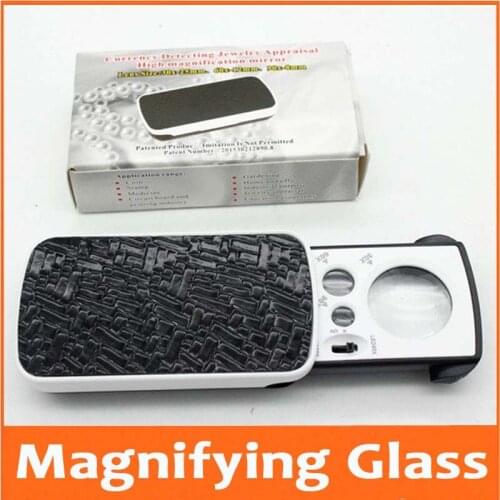 LED Magnifier lamp to pull Out Style Pocket Loupe Magnifying Glass Fold 30 Times 60 Times 90 Times check jade porcelain jewelry