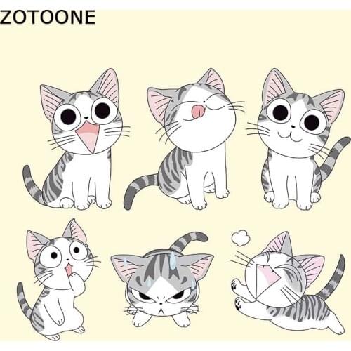 ZOTOONE Cute Cat Patch Iron On Transfers For Clothing Body Iron-on Transfers DIY T-shirt Appliqued Heat Transfers for Clothes C