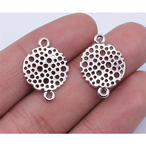 WYSIWYG 10pcs 21x15mm Antique Silver Color Hollow Flower Connector Charms For Jewelry Making DIY Jewelry Findings