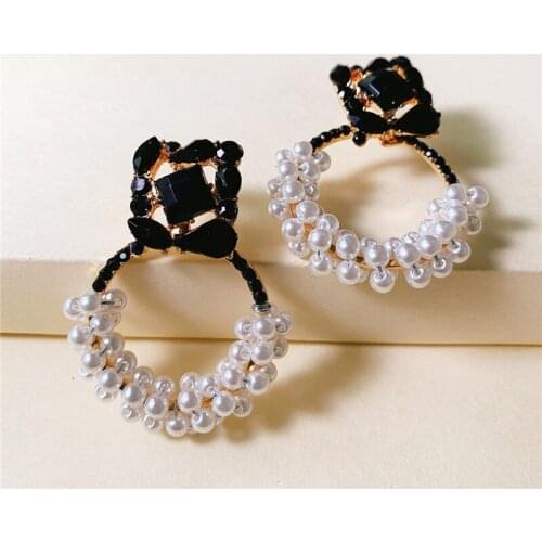 FASHIONSNOOPS New Crystal ZA Dangle Earrings Fashion Jewelry Boho Women Wedding Gift Party Statement Pearls Earrings Accessories