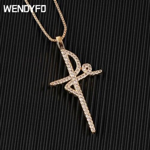 WENDYFO New Arrive Gold Color Religion Necklace Men Women Crystal Zircon Pendants Necklaces Chain Christian Jewelry Accessories
