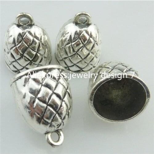 18236 10PCS Silver Vintage 20mm Cap Jewelry Bail Chain End Bead Tassels Finding