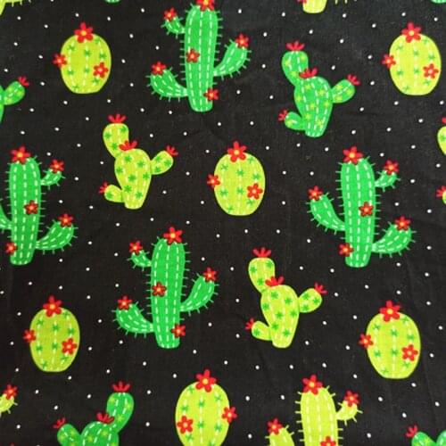 100% Cotton Fabric Patchwork Cartoon Cactus Printed Fabric Cushion Cover Quilting Sewing Handmade DIY Material