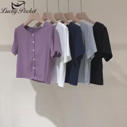 2020 Women Summer Fashion Solid Color Casual Short Crop T-Shirt Female New Black O-Neck Tees Ladies High Street Brand Tops ML165