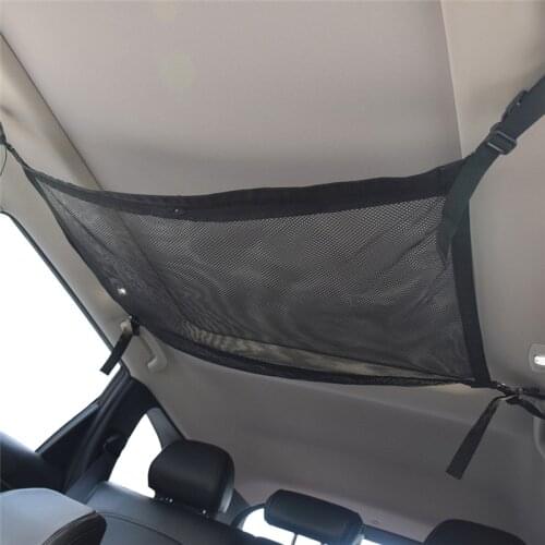 Car Net Pocket Storage Ceiling Roof Cargo Net in The Trunk Interior Bag For Auto Container Universal Multifunction Accessories