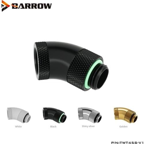 2pcs TWT45S-V1 ,Barrow G1/4'' 45 Degree 360 Rotary Fittings With Compression Adapter Cooling Pc Gadget Gold Black White Silver