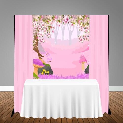 BEIPOTO Spring pink flowers forest princess girl birthday party decoration background dessert candy table backdrop mushroom B927