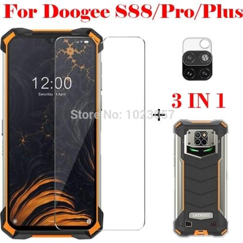 3-in-1 Case + Camera Tempered Glass On For Doogee S88 ScreenProtector Glass For Doogee S88 Pro 3D Glass