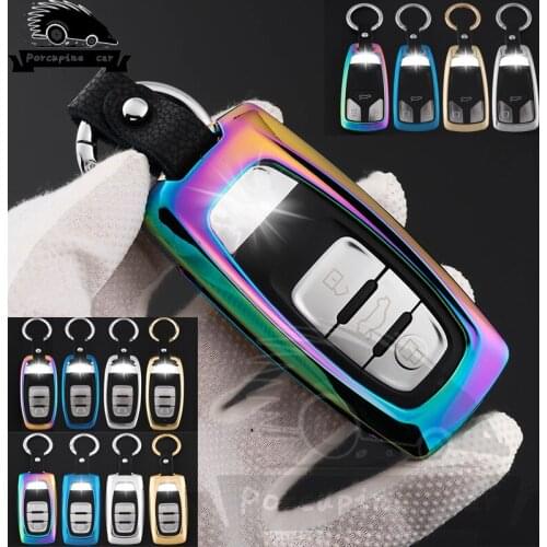 Zinc Alloy + Leather Car Key Case Cover For Audi A1 A3 A4 A5 A6 Q3 Q5 Q7 C5 C6 A8 A7 SQ5 RS5 R8 S4 S5 S6 S7 S8 A6L A4L Key chain