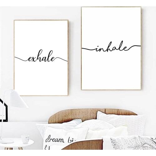 Inhale Exhale Black White Minimalist Canvas Wall Art Canvas Print Decorative Picture Painting Nordic Room Decoration
