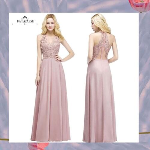 FATAPAESE Elegant Lace Appliques A-Line Pink Wedding Evening Dresses Pearls Backless Party Gown Summer Dress свадебное платье