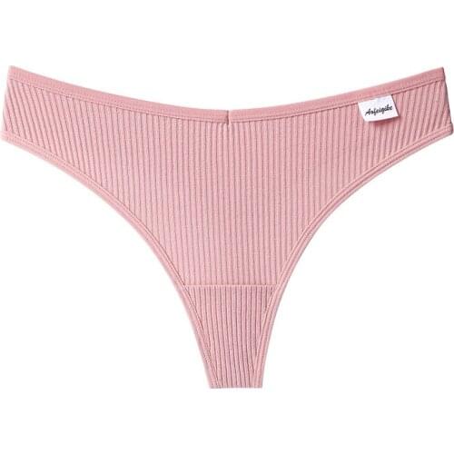 Cotton Breathable Panties Seamless Low Waist Womens Panties Solid Stripe Briefs Sports thong Underwear Sexy Plus Size Underpant