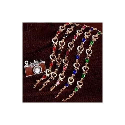 Exquisite Gold Plated Heart Women Water Drop Shape CZ Crystal Bracelet Elegant Women Rhinestone Bracelet Engagement Jewelry