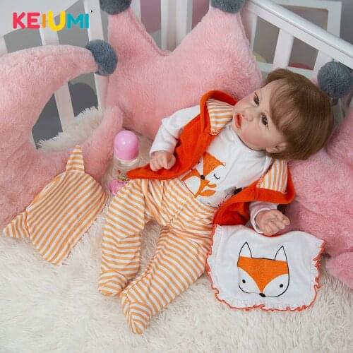 KEIUMI 23 Inch 57 CM Reborn Babies Doll Cloth Body Realistic Lovely Fashion Newborn Baby Doll For Kids Birthday Playmate Toys