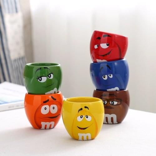 1 Piece M&Ms Coffee Mugs Ceramic Tea Cups Cute Expression Cartoon Creative Drinkware Coffeeware