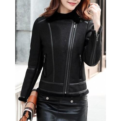 Real Leather Jacket Winter Coat Women 100% Natural Wool Fur Coat Female Sheepskin Coat Streetwear Bomber Jackets MY4329