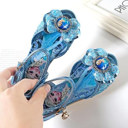 Disney girls sandals summer new childrens princess shoes soft bottom wild fish mouth sandals frozen elsa shoes