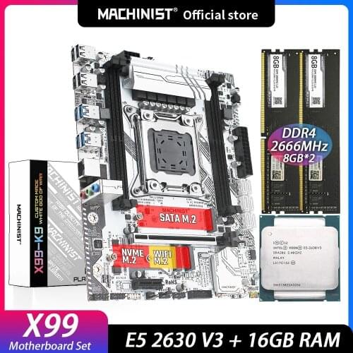 Machinist X99 Motherboard With XEON E5 2630 V3 and 2*8G DDR4 2133MHz ECC Memory Combo Kit Set four channels LGA 2011-3 X99-K9