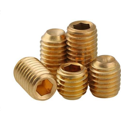 Brass Hexagon Socket Concave end Set Screws With Cup Point Grub Headless Socket Head Screw Bolts M3 M4 M5 M6 M8 M10