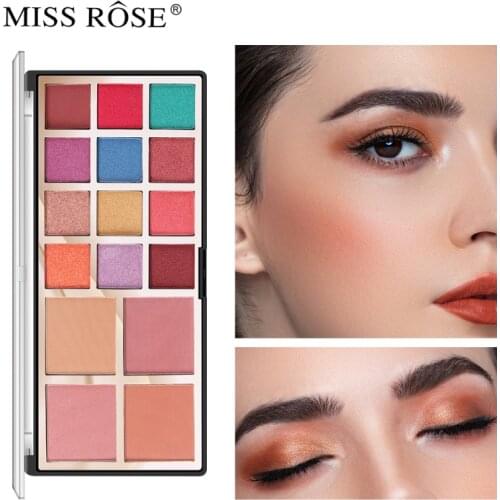MISS ROSE Eyeshadow Blush Palette Beauty Pearly Matte Lazy Waterproof and Sweat Resistant Eyeshadow Palette