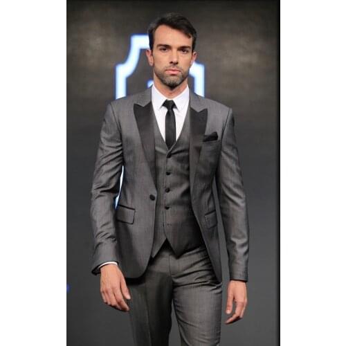 Fashionable Mens Dinner Prom Suits Groom Tuxedos Groomsmen Wedding Blazer Suits (Jacket+Pants+Vest+Tie) K:2834