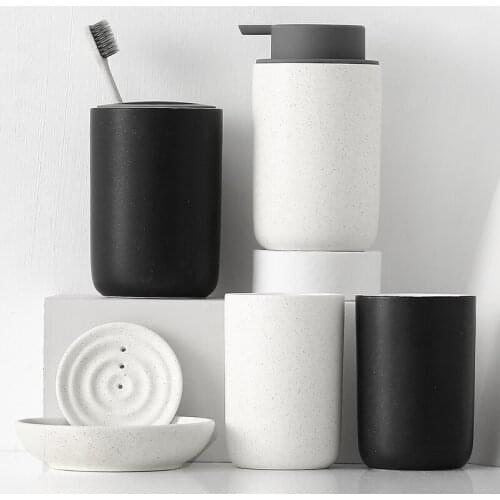 Nordic Ceramic Five-piece Set Wash Soap Dispenser Gargle Cup Toothbrush Holder Soap Dish wash set Bathroom Accessories Set