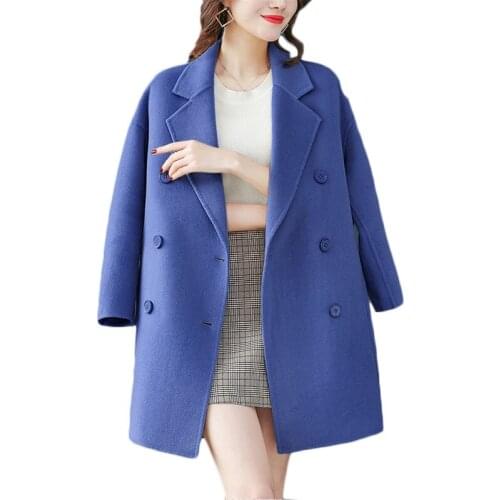 New Autumn Winter Woolen coat Women Korean Fashion long Woolen coats Quality Long sleeve Double breasted Casual Overcoats F820
