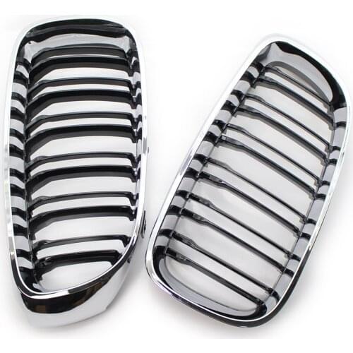 Pair of Chrome Frame Gloss Black Dual Slat Front Grille Fit For BMW F34 GT 2014-2017 Grill