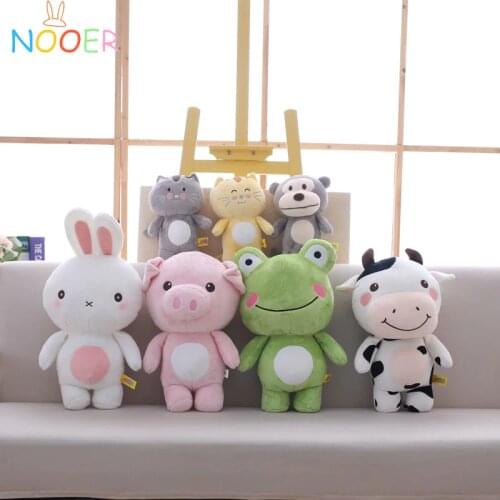 Nooer Animals Stuffed Plush Toy Baby Appease Stuffed Soft Rabbit Cow Cat Pig Monkey Doll Baby Kids Toys Birthday Christmas Gift