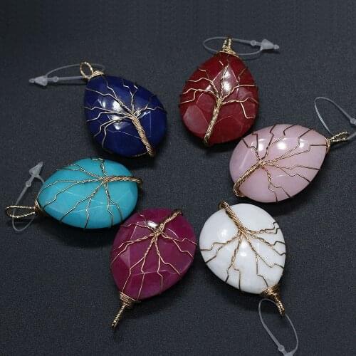 Drop Shaped Semi-Precious Winding Pendant Charms For DIY Necklace Handiwork Sewing Craft Jewelry Accessory Making