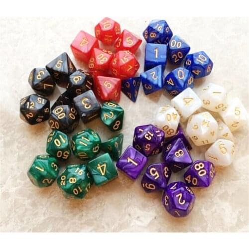 Promotional top quality 7-piece dice set with pearl effect poker D4, d6, d8, d10, d12, d20 polyhedron dice, game dice gift toy