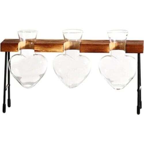 Glass Vase Hydroponic Plant Vase Vintage Flower Pot Table Desktop Bonsai Heart Shape Home Decoration Wedding Vase