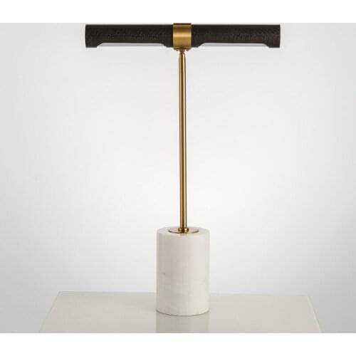 Style simple marble desk lamp wood grain leather fashion light luxury living room bedroom Nordic retro table lamp