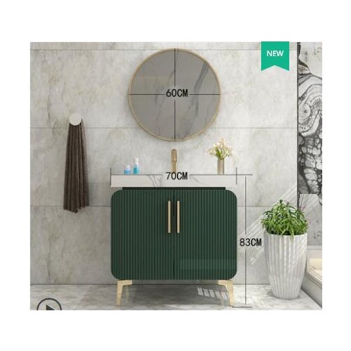 Light luxury bathroom cabinet combination dark green sink basin cabinet rock plate integrated basin Feng Shui mirror bathroom ca