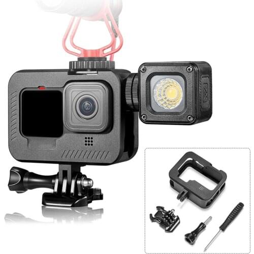 Aluminum Alloy Protective Frame Camera Housing Case with Double Clod Shoe for GoPro Hero 9 Black Action Camera Accessories