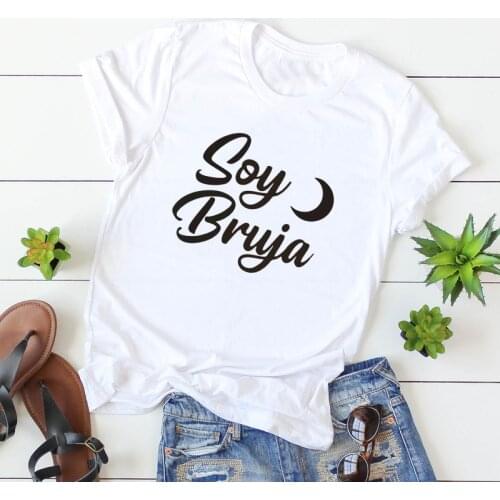 I am a witch Funny Graphic t-shirt Harajuku Women T-shirts Casual tops Spanish Letter Print tshirt for lady vintage ropa mujer