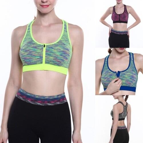 Women Zipper Push Up Sports Bras Vest Underwear Bra Breathable Gym Fitness Athletic Running Yoga Sport Tops