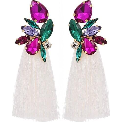 ZHINI New Design Handmade Tassel Earrings for Women Fashion Color Crystal Statement Earrings Jewelry Gift brincos pendientes