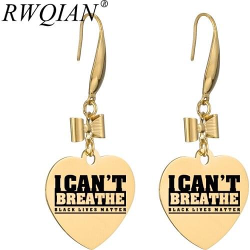 Black Lives Matter Earrings Bow Heart Drop Earrings Custom Photo Name Earring Afro Power Fist Pattern Women Personalized Jewelry