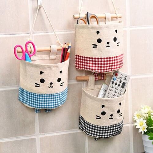 1pc Fashion Door Wall Sundry Fabric Cotton Pocket Hanging Holder Keys Storage Bags Rack Makeup Organizer Hallway Storage Box