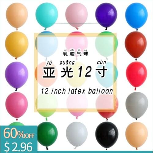 100pcs 12 Inch Latex Balloon Matt Round Thick Helium Balloon Wedding Room Layout Party Decoration Imitation Arch Balloon
