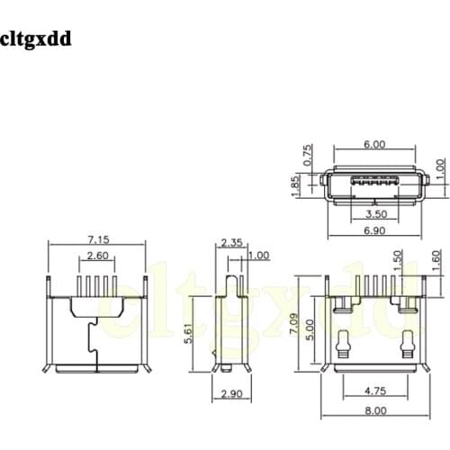 150pcs 5pin DIP Micro USB Jack,5Pins Micro USB Connector Tail Charging Port Socket Dock Plug Replacement Repair Parts
