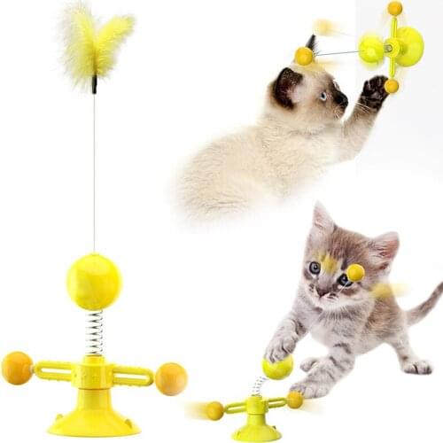 2020 Funny Cat Toy Turntable Funny Cat Stick Pet Windmill Portable Interactive Toy Puzzle Training Pet Supplies Pet Cat Ball Toy
