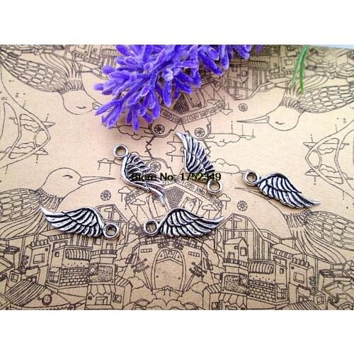 45pcs 21*8mm antique silver wing charms pendant