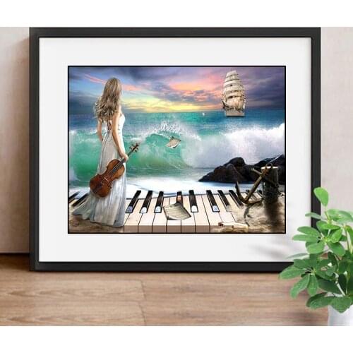 DIY 5D Diamond Painting Cross Stitch Scenic Diamond Embroidery Seaside Beauty Full Resin Square Diamond Mosaic Home Decor