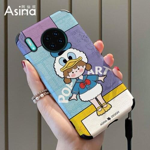 ASINA Imitation Lambskin Case For Huawei Mate 40 30 20 Pro Silicone Edge Cute Cover Capa For Huawei Honor 20 30 8x 9x 9a Luxury