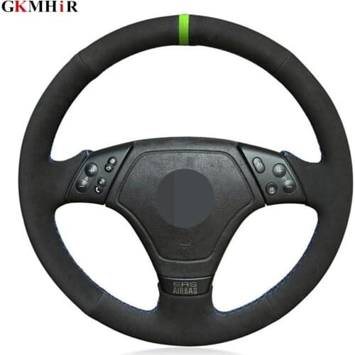 Black Genuine Leather Black Suede Car Steering Wheel Cover For BMW E36 1996-2000 E46 1998-2000 Z3 E36/7 1995-1999