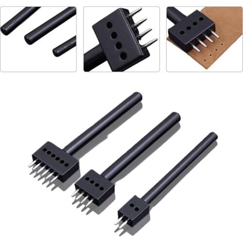 DIY Leather Round Row Punching Tool 4/5/6mm Spacing Hole Punches Stitching