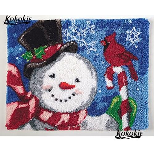 DIY latch hook rug canvas 3d printing Christmas snowman decor vloerklee tapijt foamiran for needlework knooppakket crochet tapis